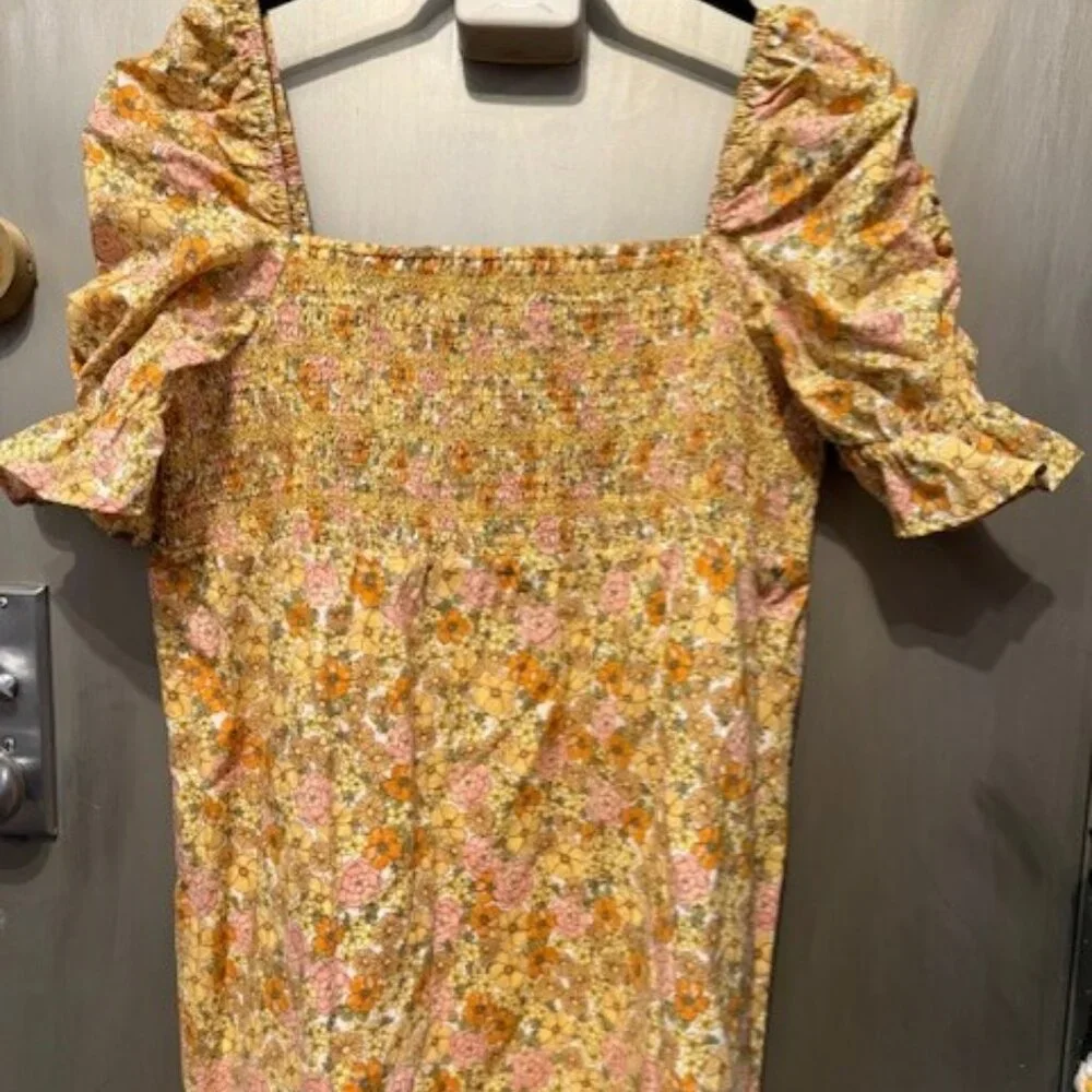 Retro & Other Stories cotton floral printed smock mini dress in multi - Picture 5 of 16